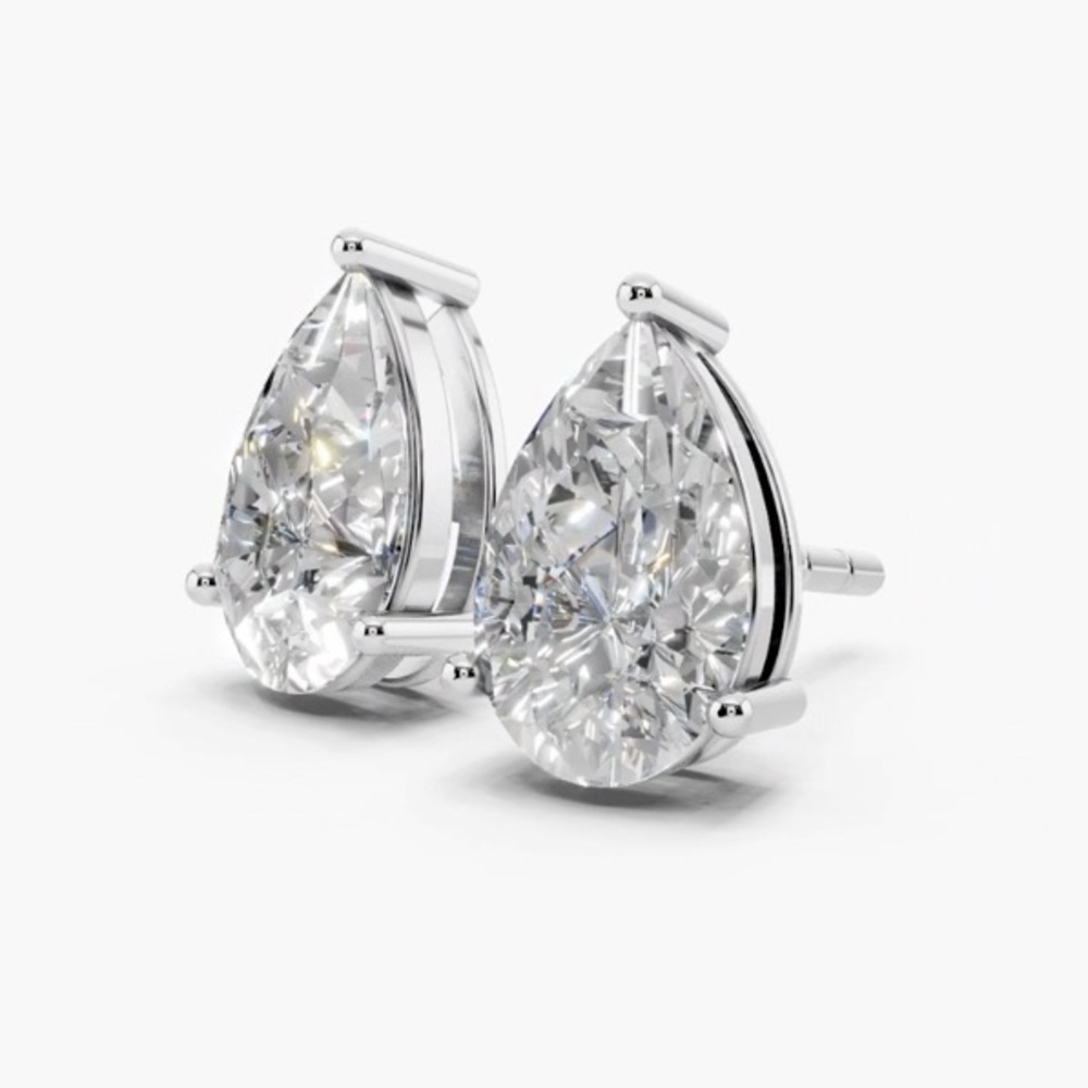 Neiman Marcus Pear-Shaped Clear Moissanite Stud Earrings - Silver